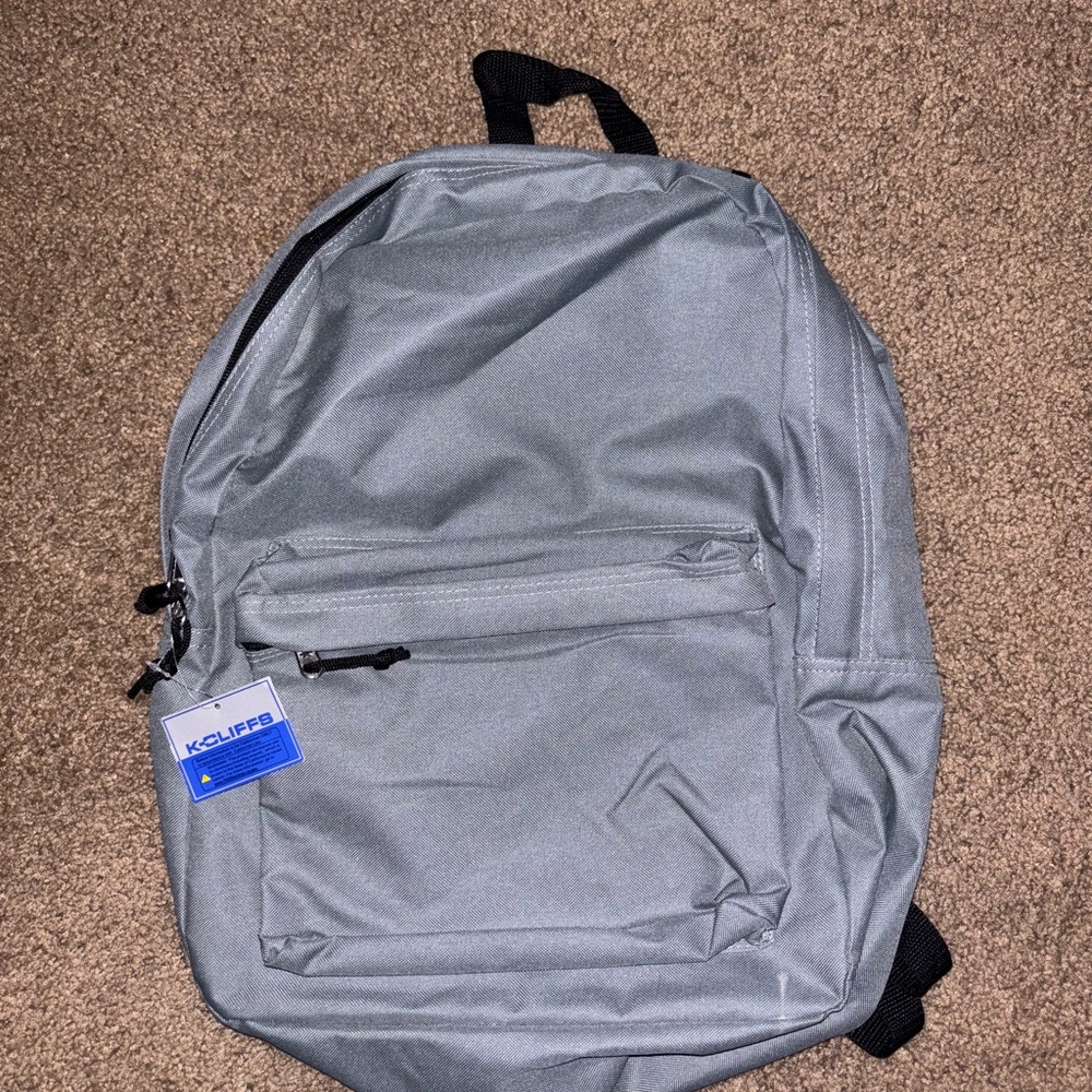 Gray Nylon Backpack with Black Accents